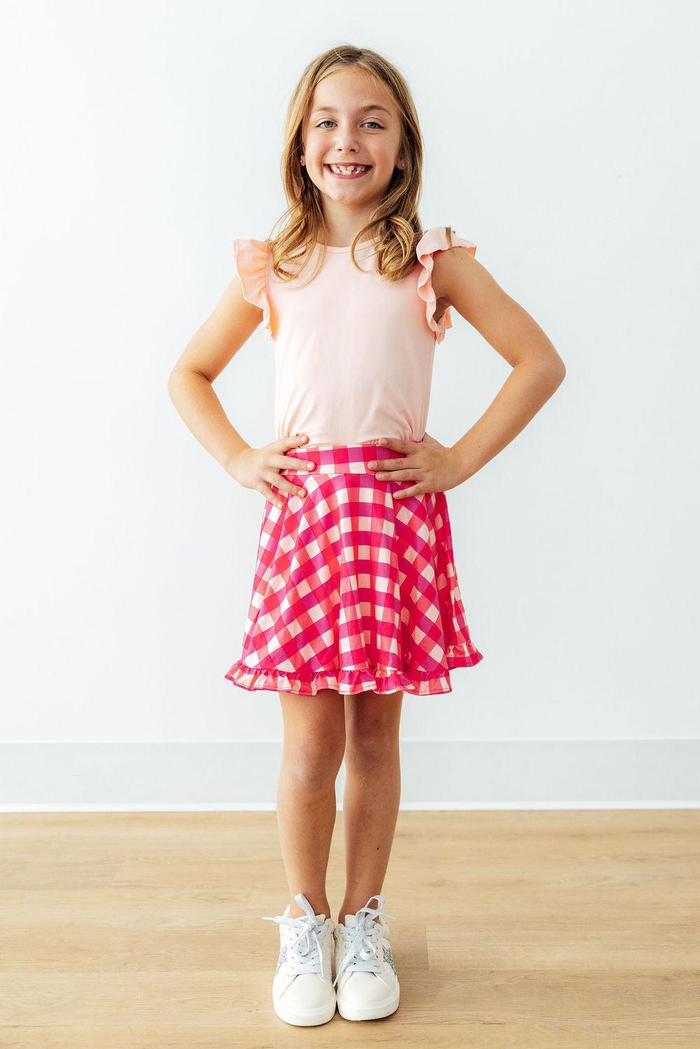 Hot Pink Gingham Ruffle Twirl Skort 3