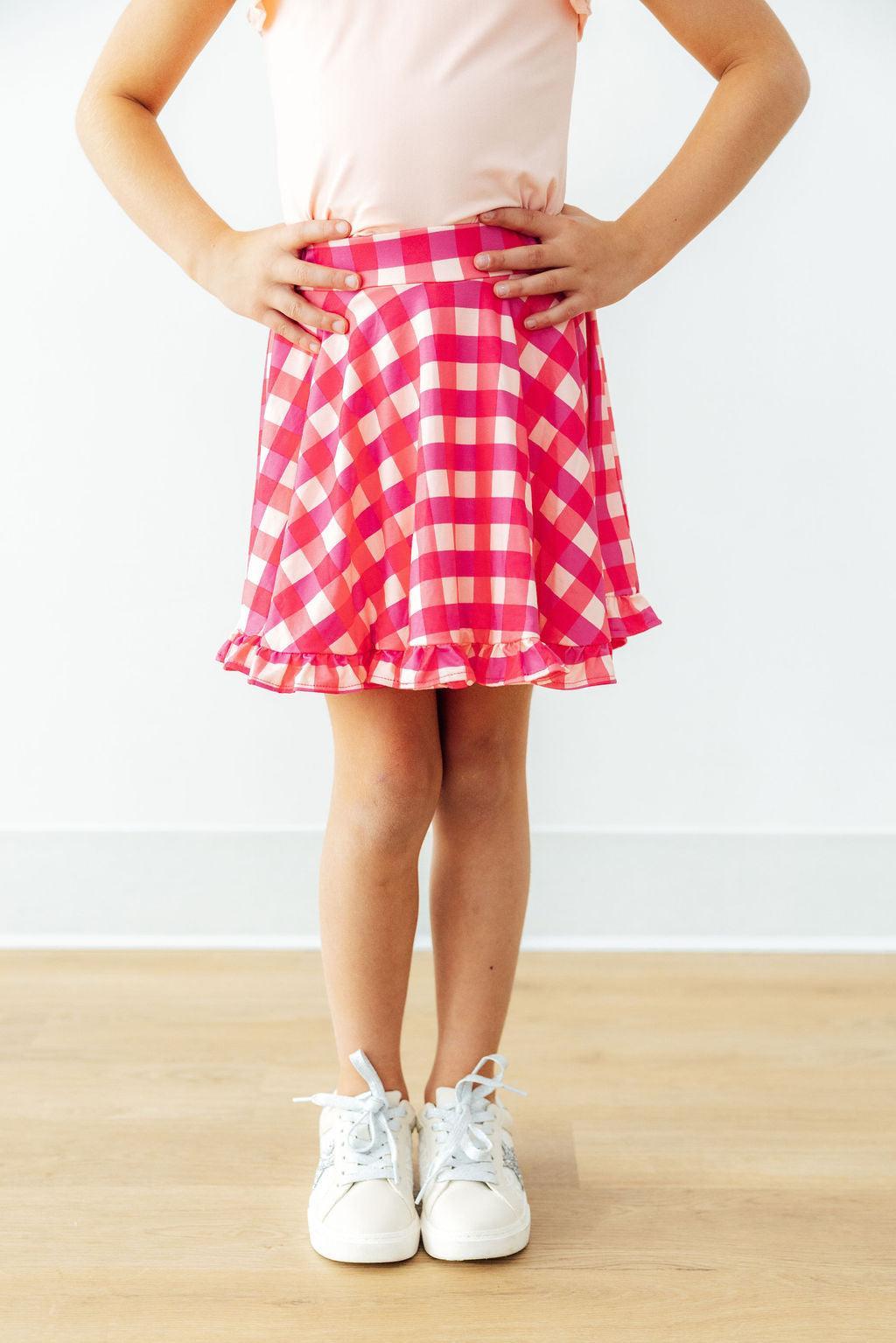Hot Pink Gingham Ruffle Twirl Skort 4