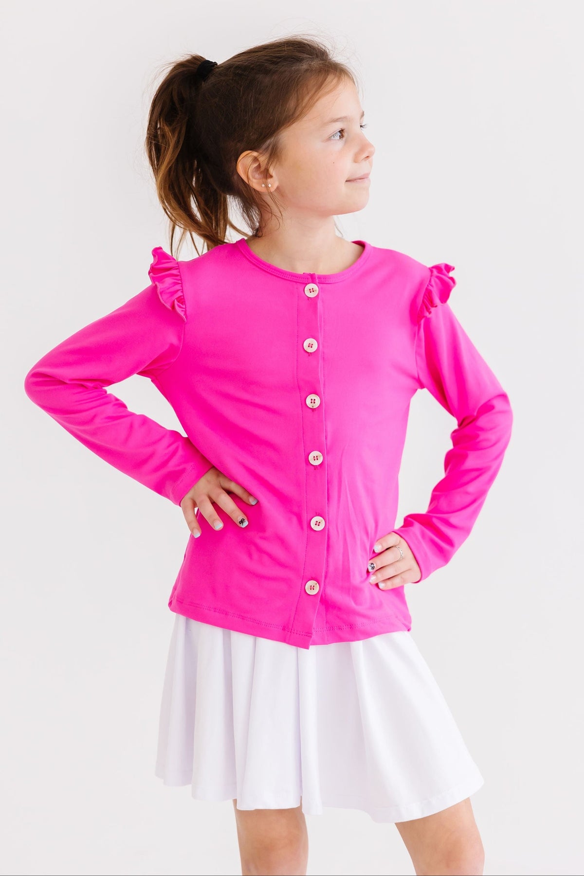 Hot Pink Ruffle Cardigan 2