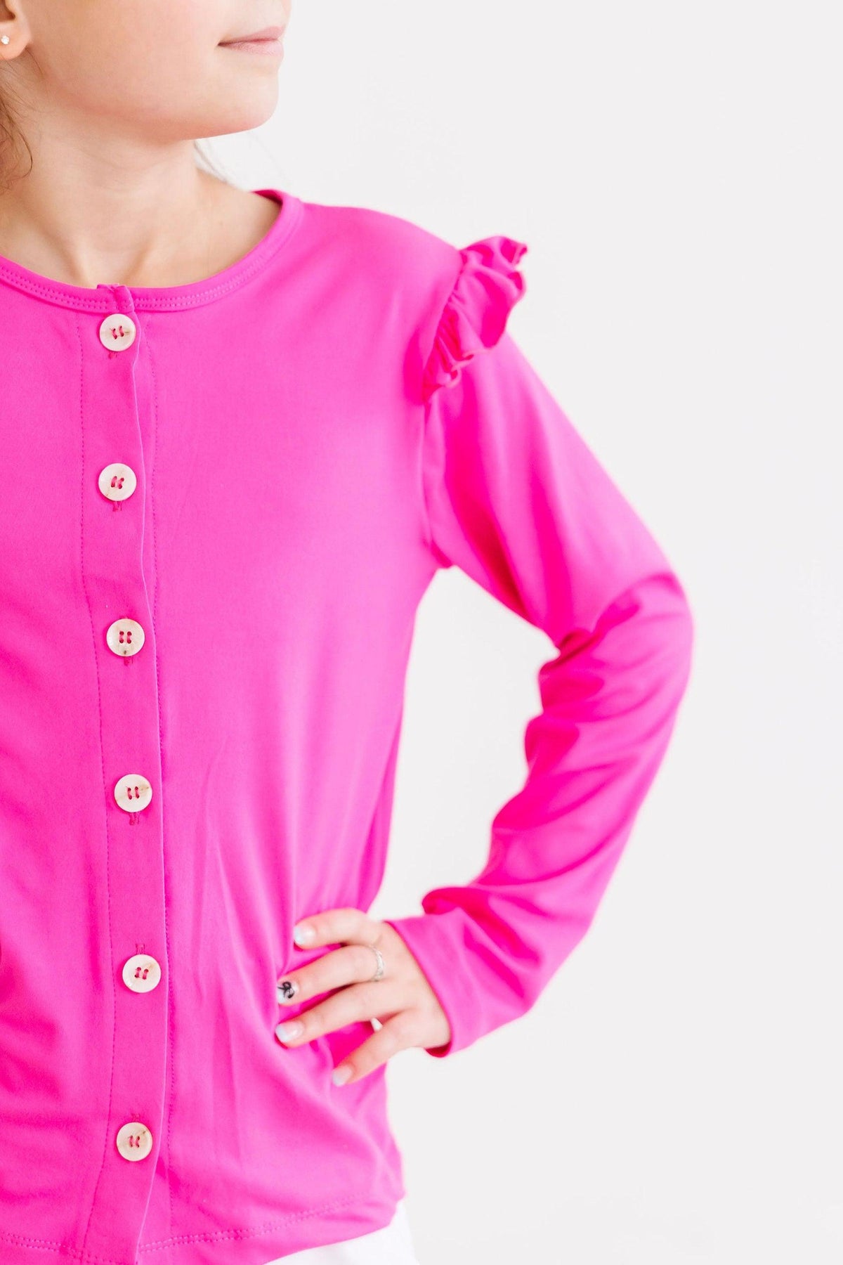 Hot Pink Ruffle Cardigan 1