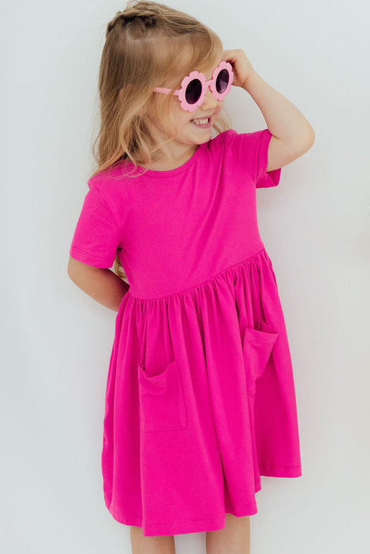Hot Pink S/S Pocket Twirl Dress 3