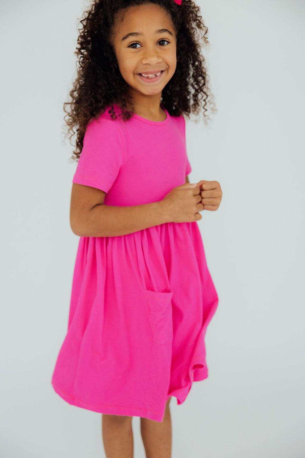 Hot Pink S/S Pocket Twirl Dress 5