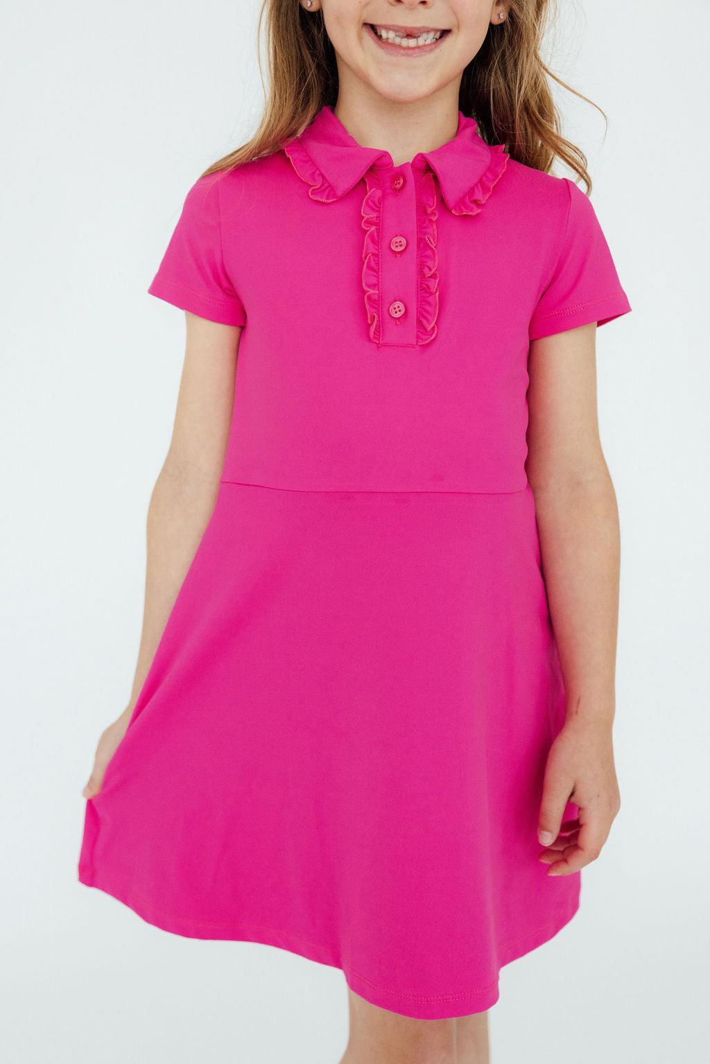 Hot Pink S/S Polo Dress 1