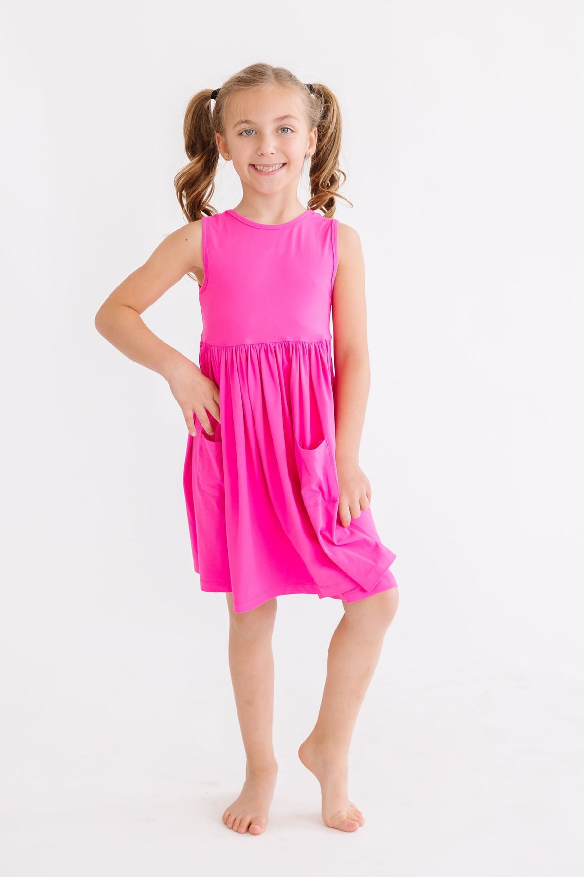 Hot Pink Tank Pocket Twirl Dress 4