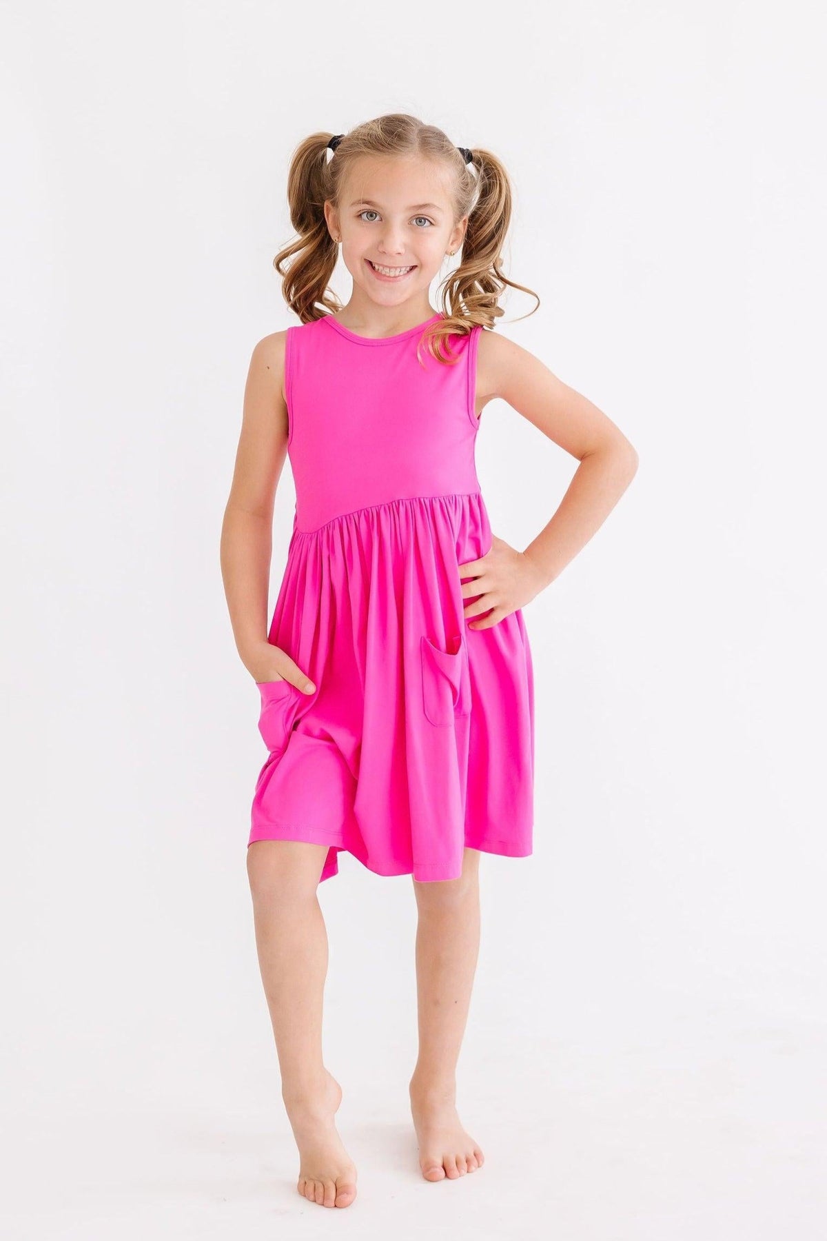 Hot Pink Tank Pocket Twirl Dress 7