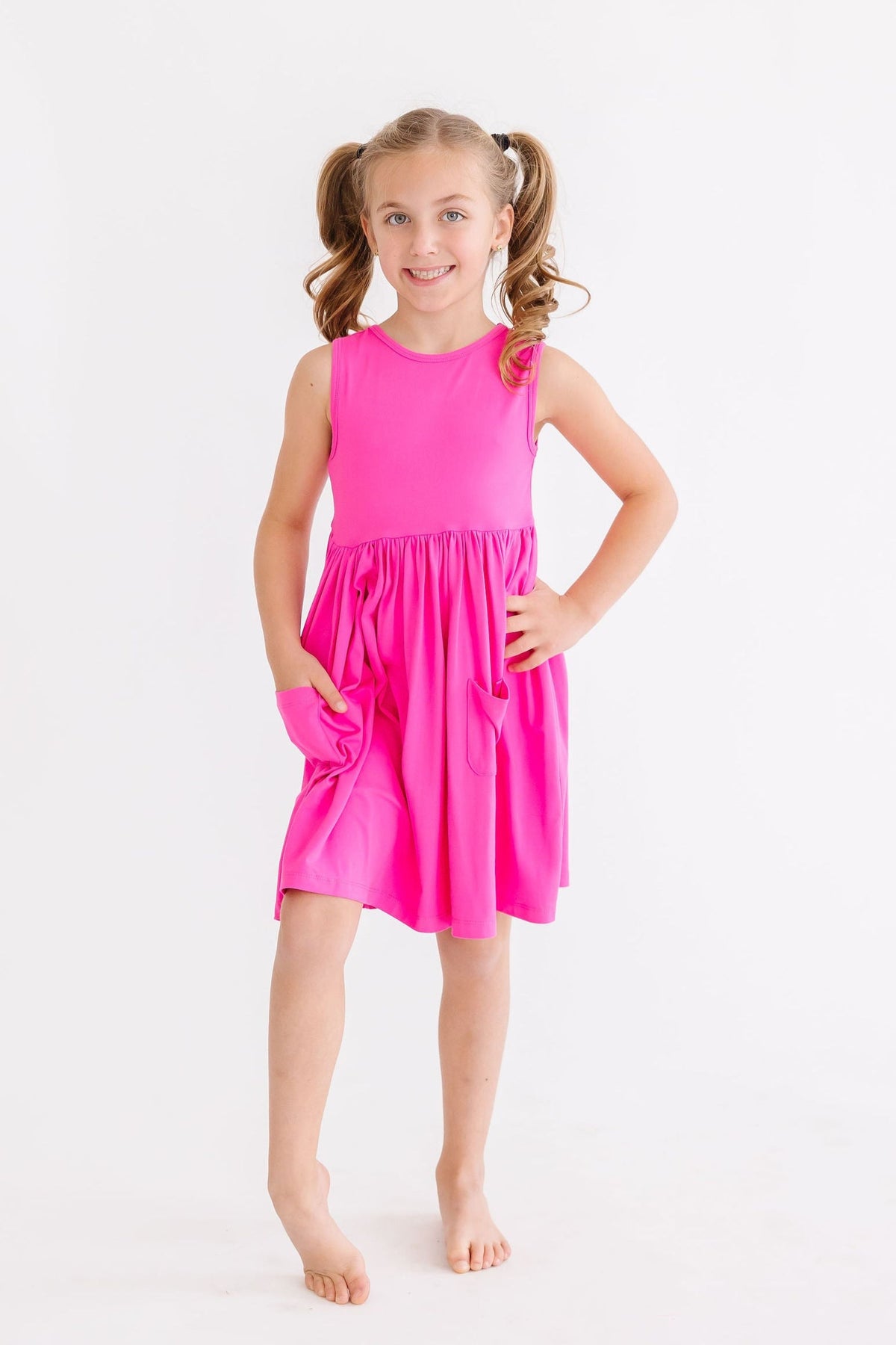Hot Pink Tank Pocket Twirl Dress 1