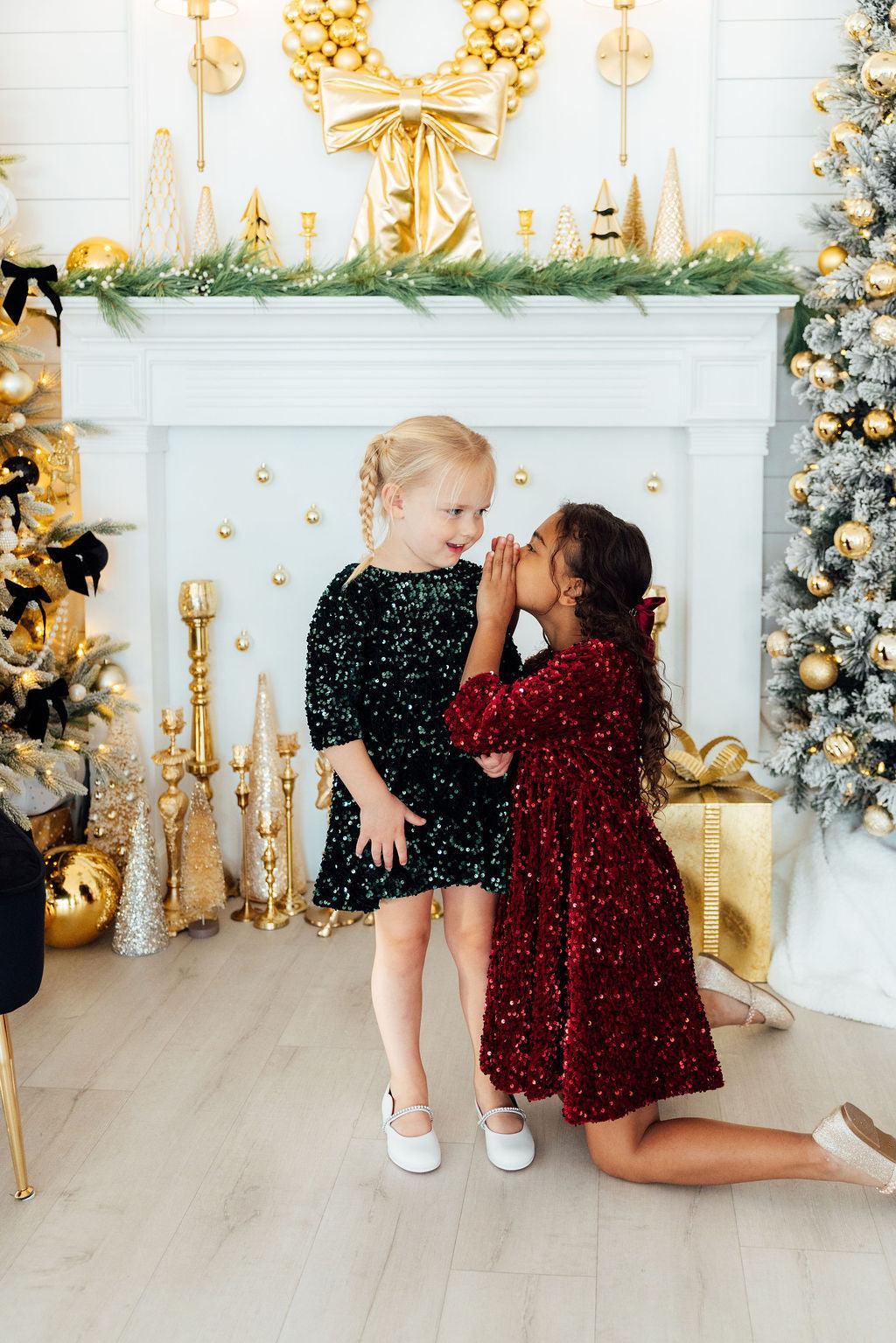 Hunter Green Velvet Sequin Dress 4