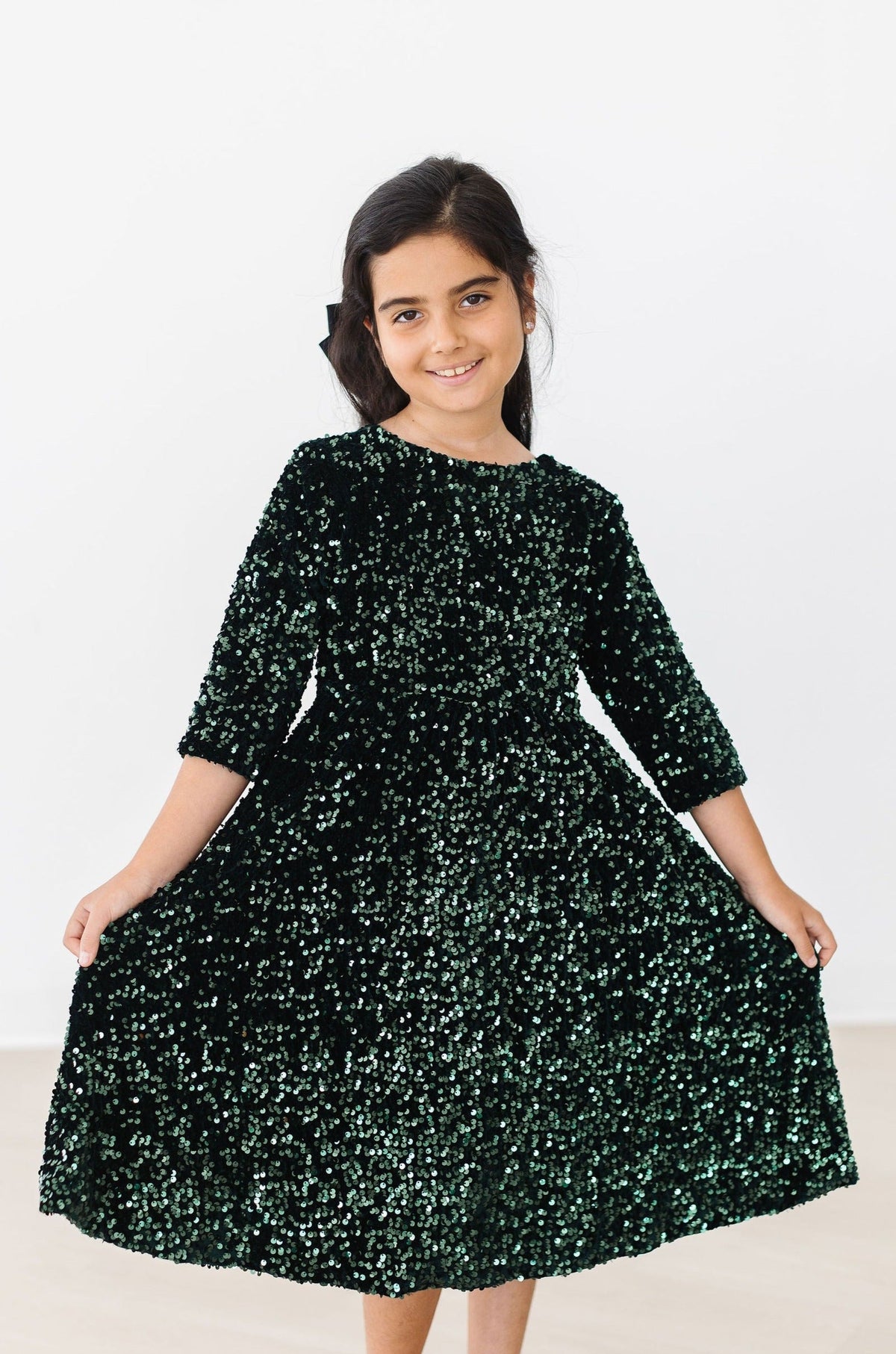 Hunter Green Velvet Sequin Dress 5