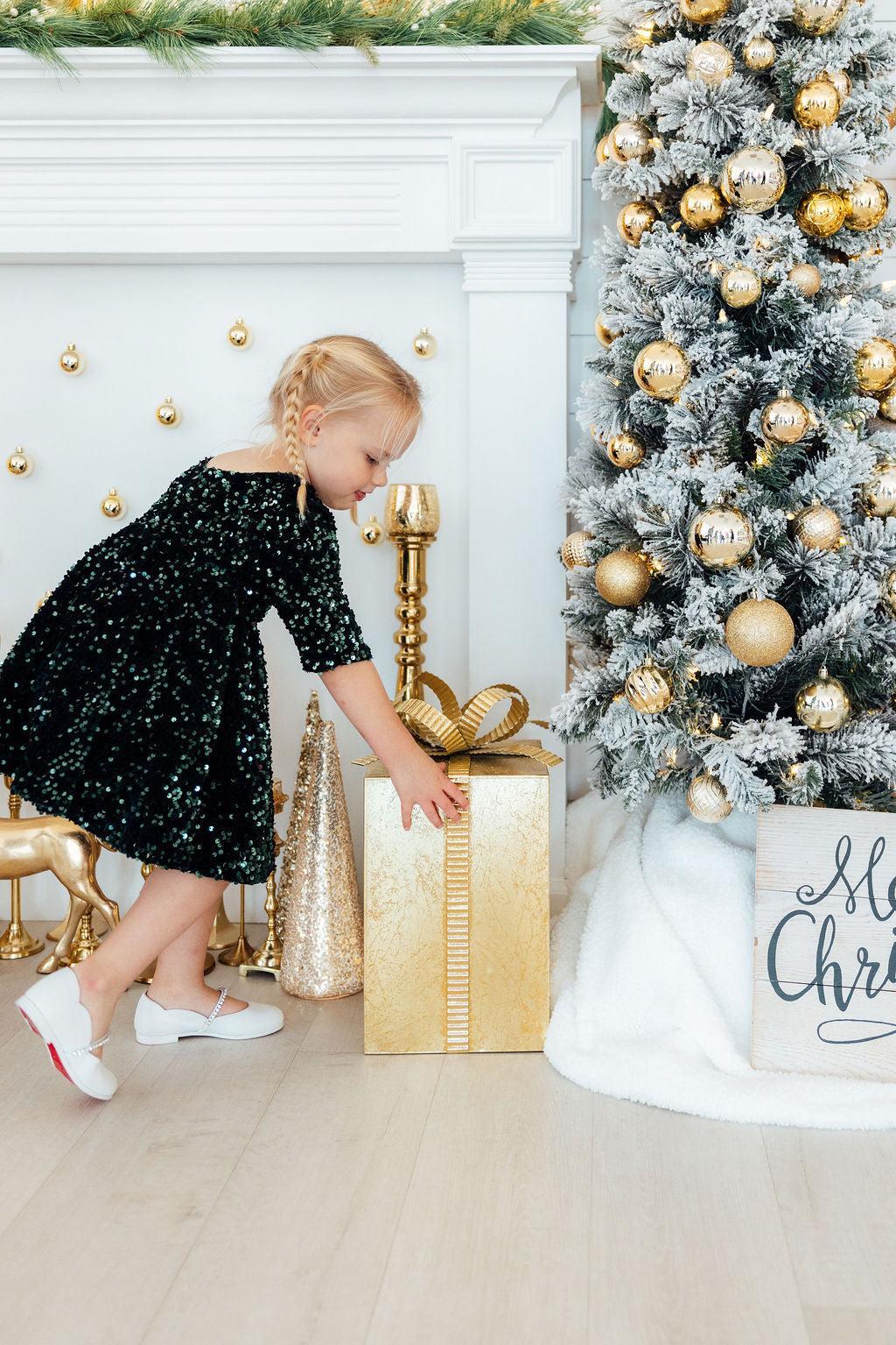 Hunter Green Velvet Sequin Dress 1