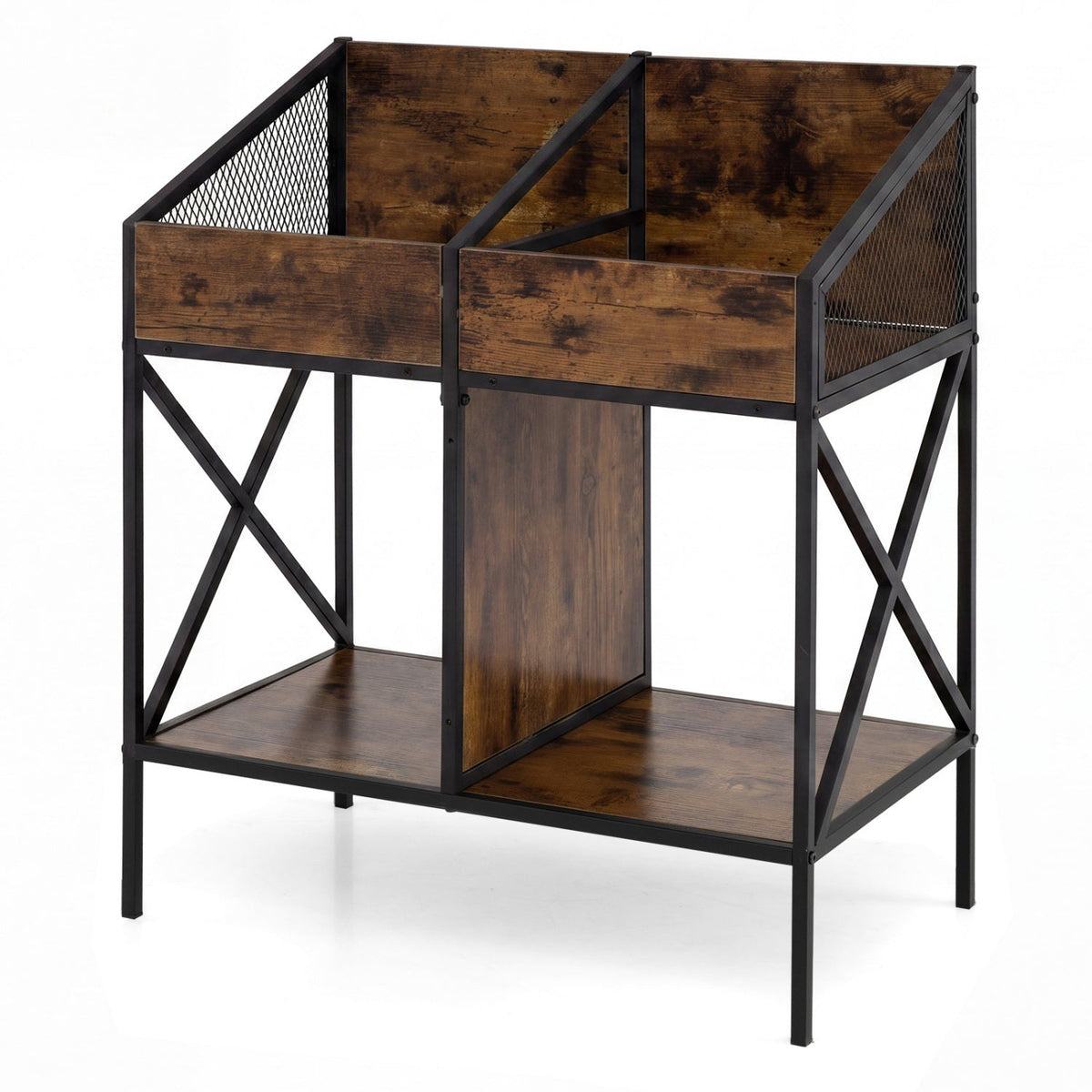 Industrial Vinyl Record Storage Rack with Metal Frame 3