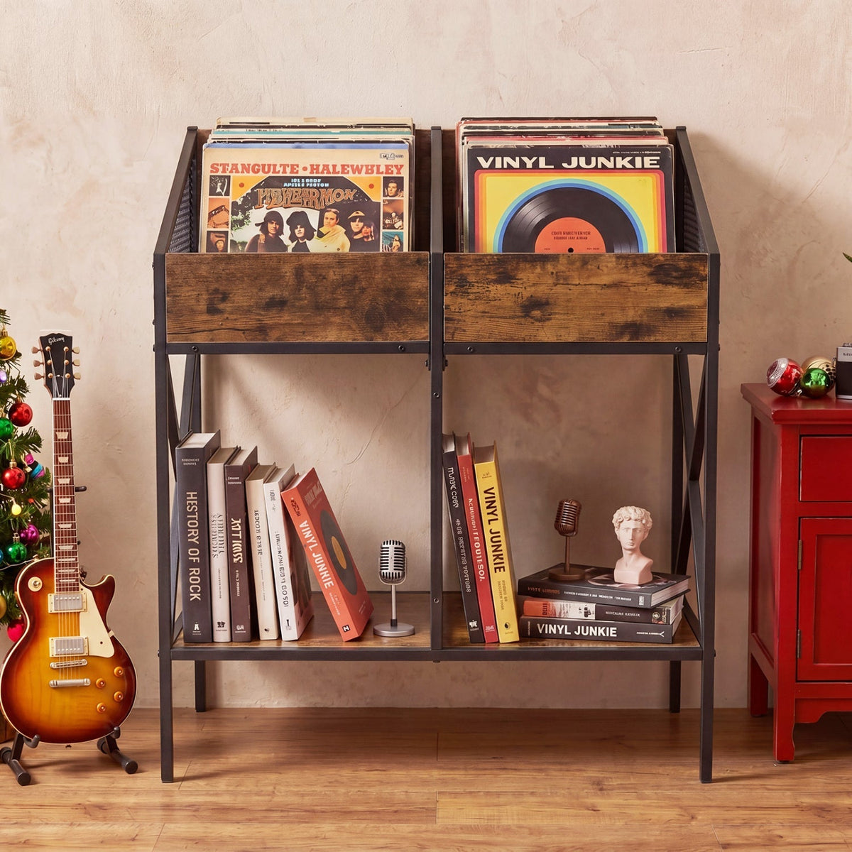 Industrial Vinyl Record Storage Rack with Metal Frame 6