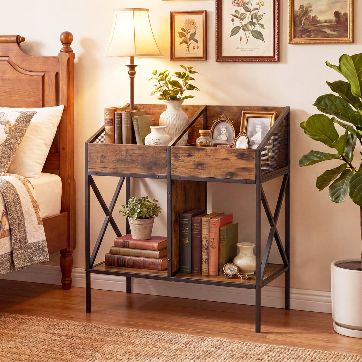 Industrial Vinyl Record Storage Rack with Metal Frame 7