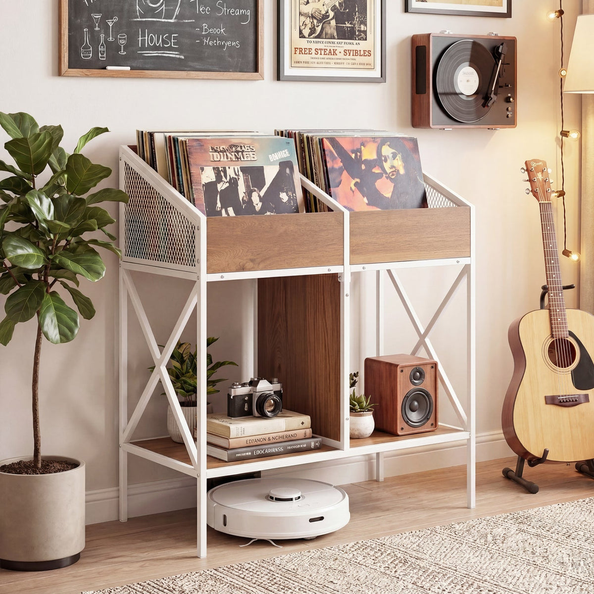 Industrial Vinyl Record Storage Rack with Metal Frame 2
