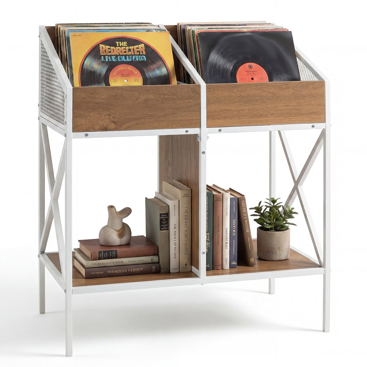 Industrial Vinyl Record Storage Rack with Metal Frame 4