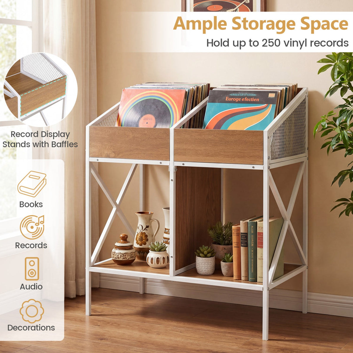 Industrial Vinyl Record Storage Rack with Metal Frame 8