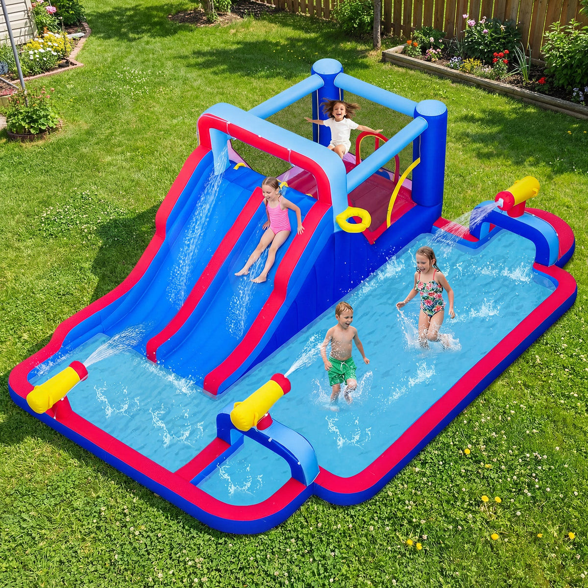 Inflatable Bounce House with 2 Water Slides and 3 Water Cannons With 680W Blower 1