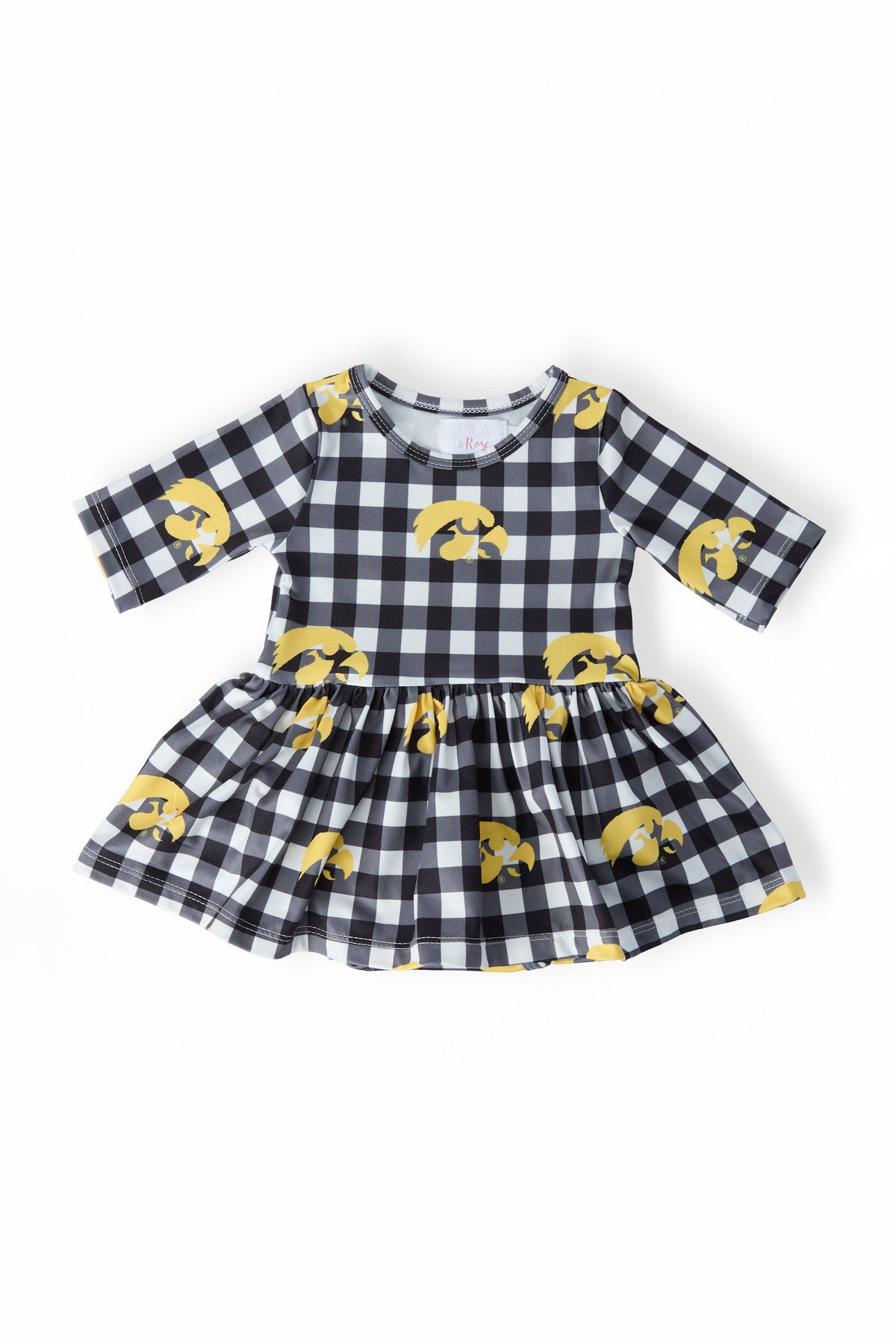 Iowa Plaid Tigerhawk 3/4 Sleeve Twirl Bodysuit 1