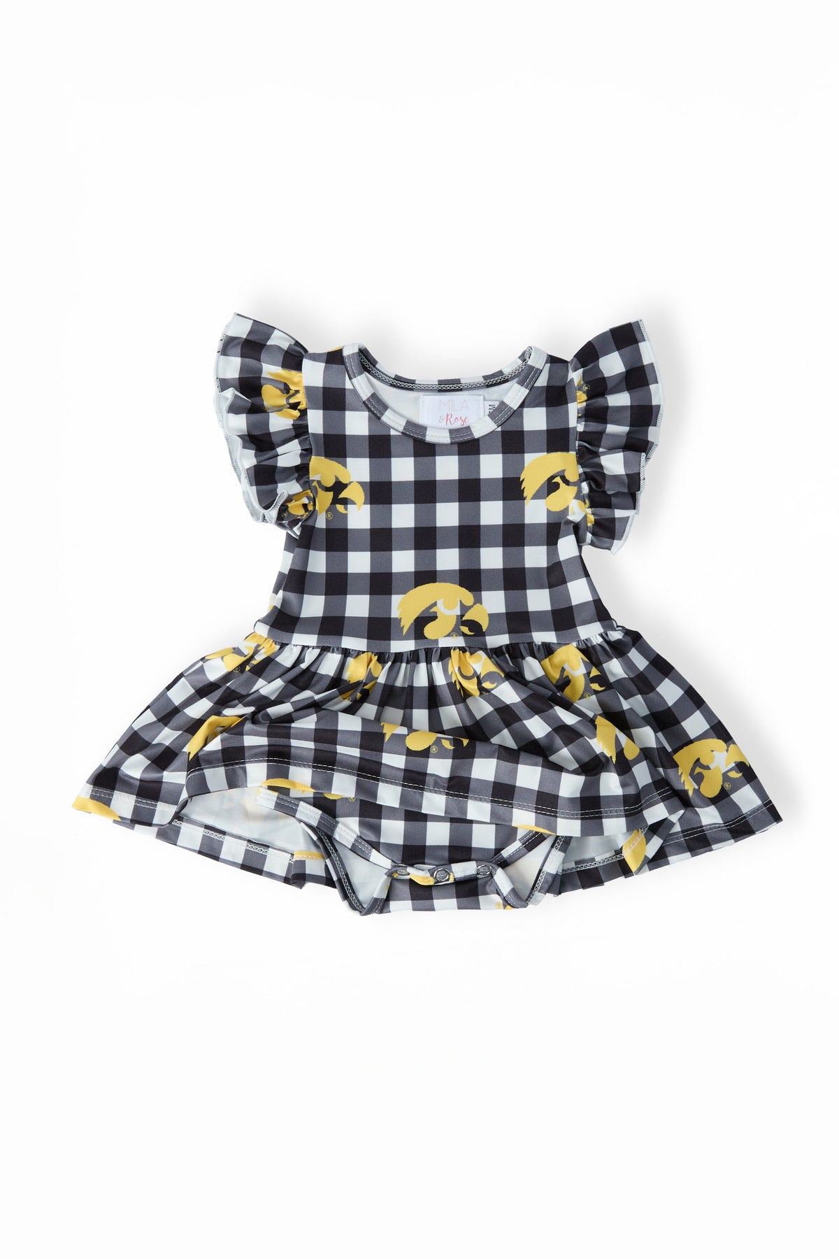 Iowa Plaid Tigerhawk S/S Flutter Twirl Bodysuit 2