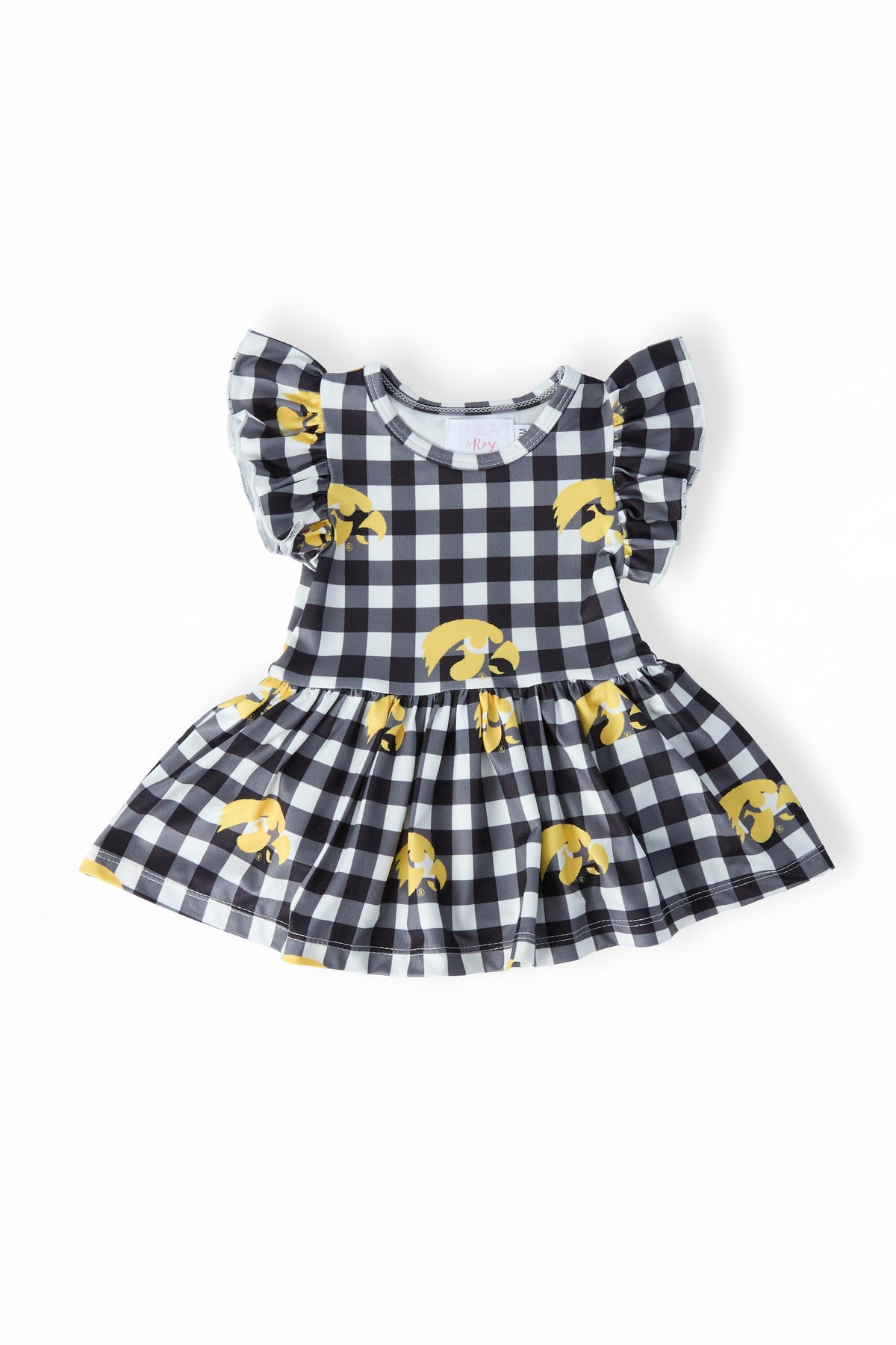 Iowa Plaid Tigerhawk S/S Flutter Twirl Bodysuit 1
