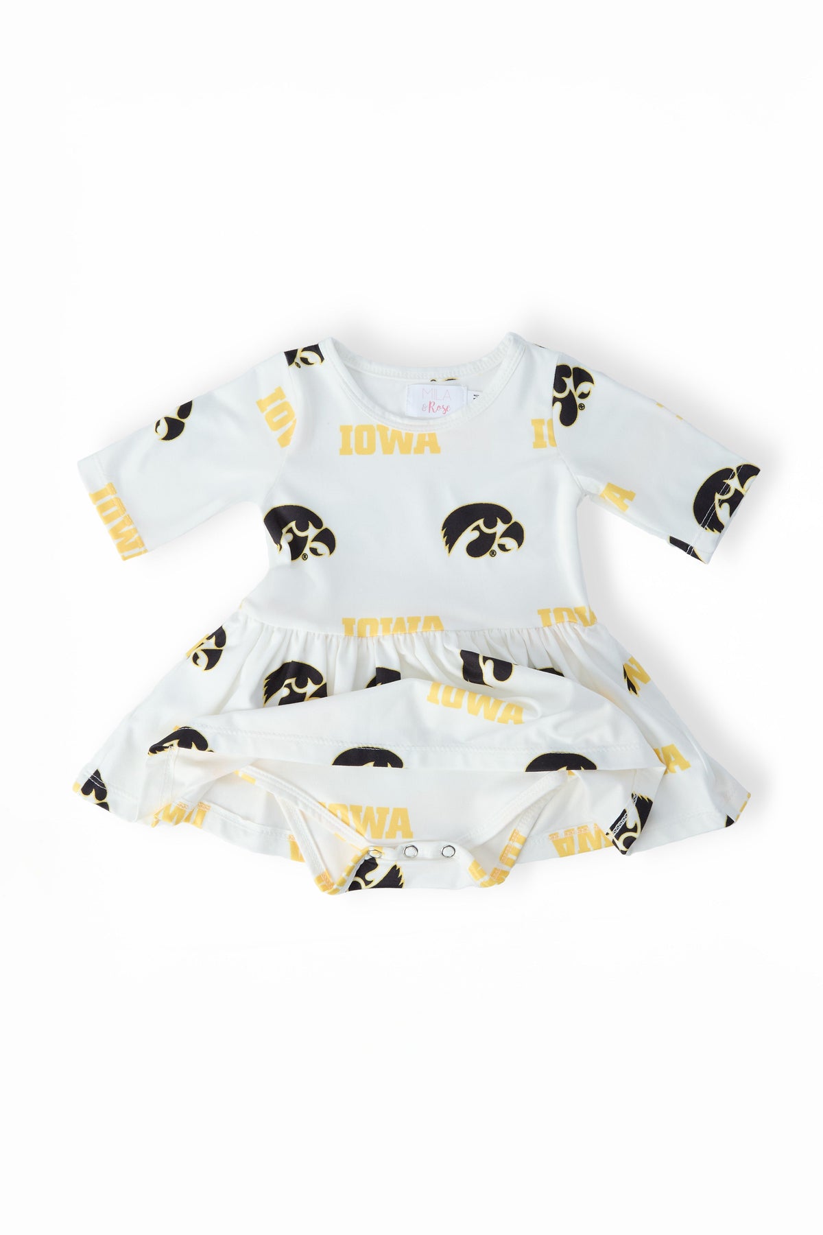 Iowa White Tigerhawk 3/4 Sleeve Twirl Bodysuit 2