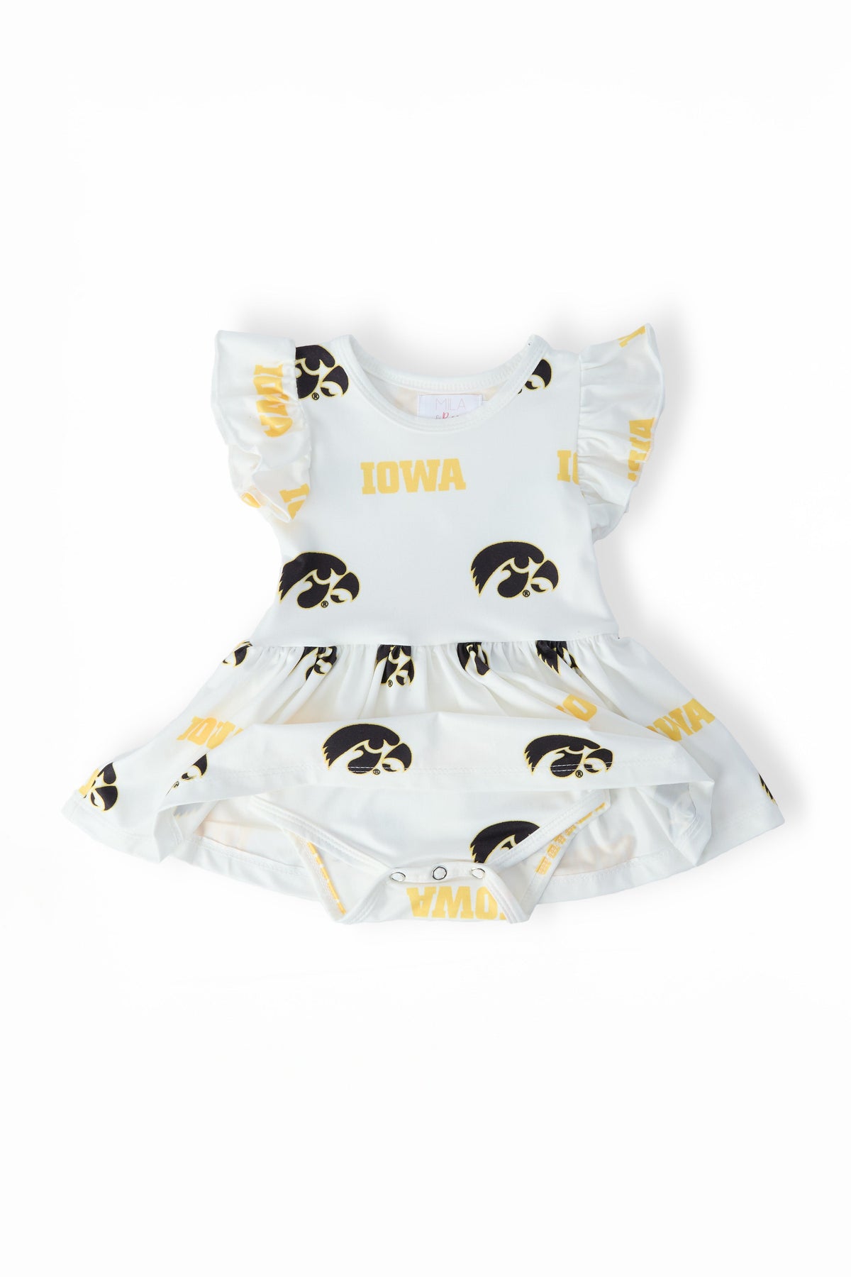Iowa White Tigerhawk S/S Flutter Twirl Bodysuit 2