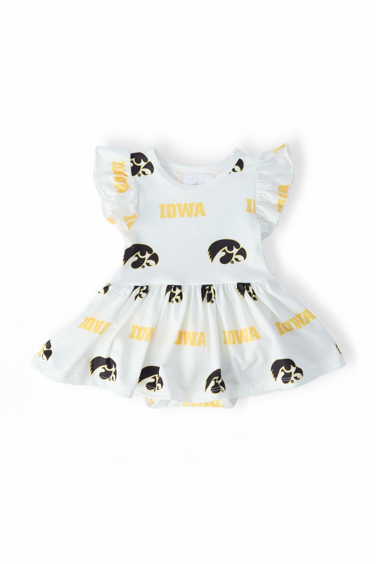 Iowa White Tigerhawk S/S Flutter Twirl Bodysuit 1