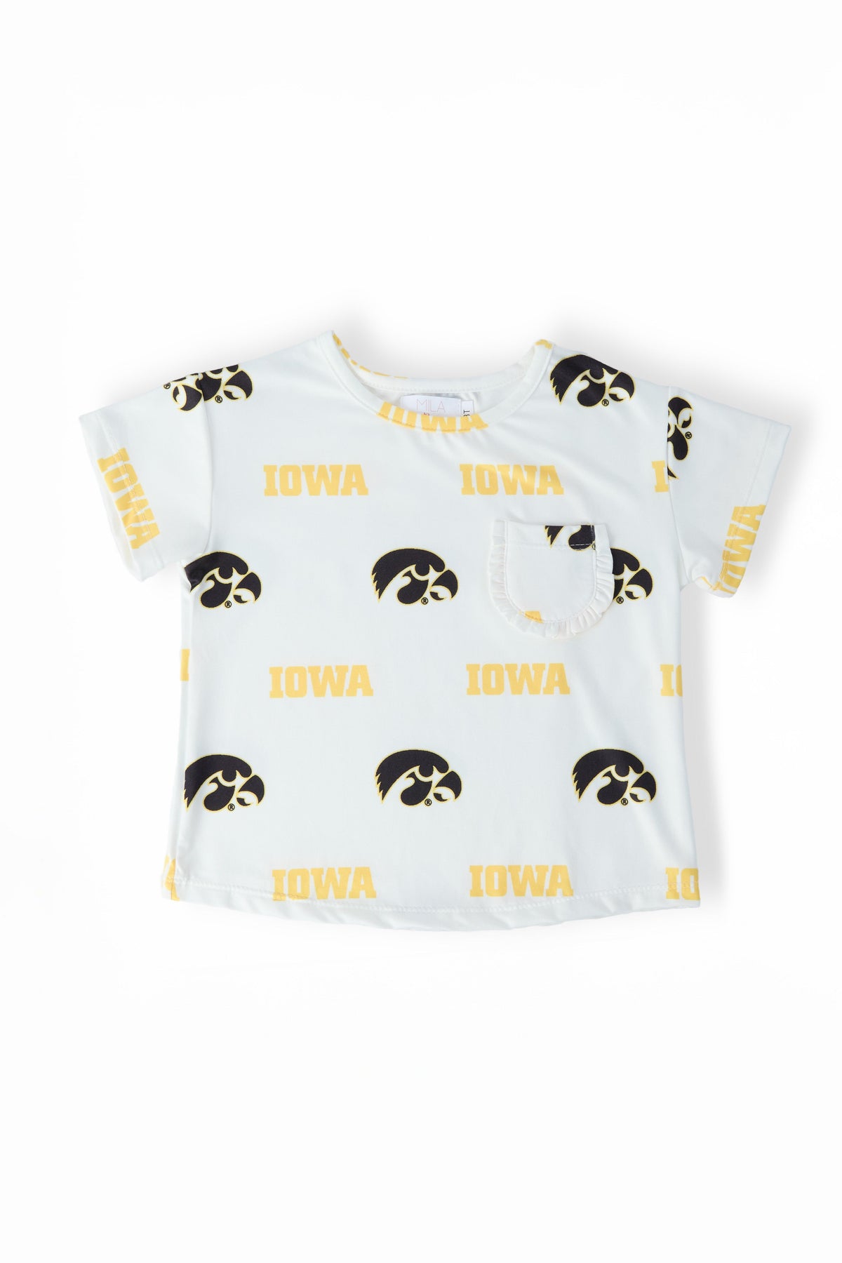Iowa White Tigerhawk Ruffle Pocket Tee 1