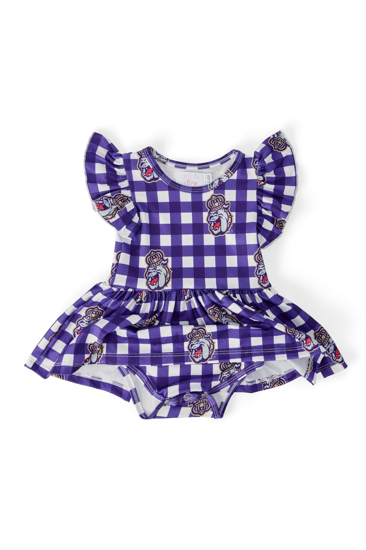 JMU Plaid Duke Dog S/S Flutter Twirl Bodysuit 2