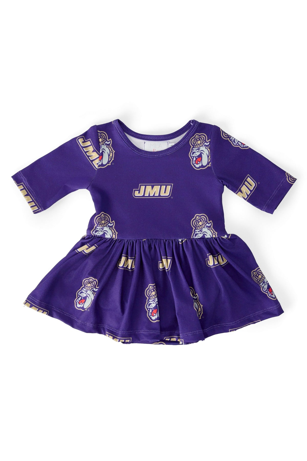 JMU Purple Duke Dog 3/4 Sleeve Twirl Bodysuit 1