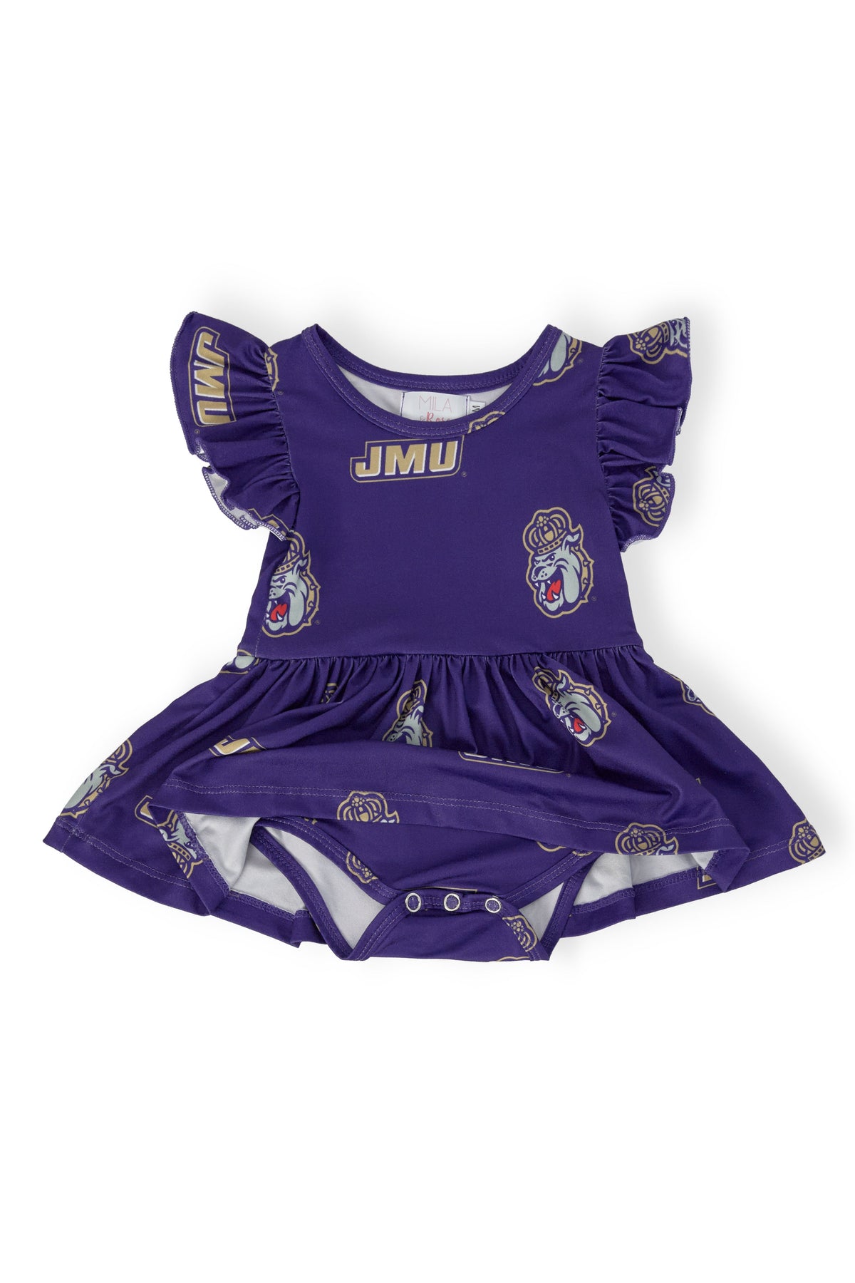 JMU Purple Duke Dog S/S Flutter Twirl Bodysuit 2