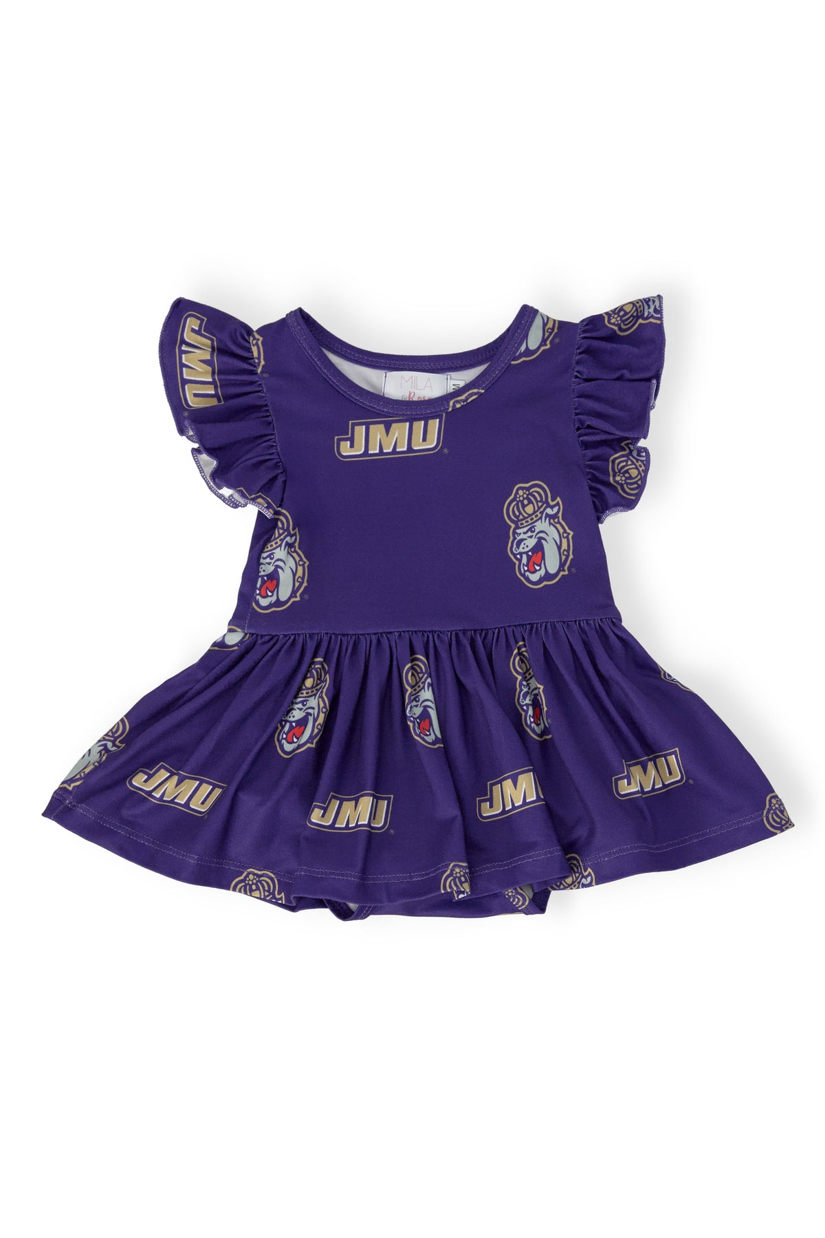 JMU Purple Duke Dog S/S Flutter Twirl Bodysuit 1