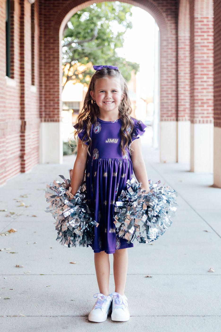 JMU Purple Duke Dog Flutter Twirl  Dress 3