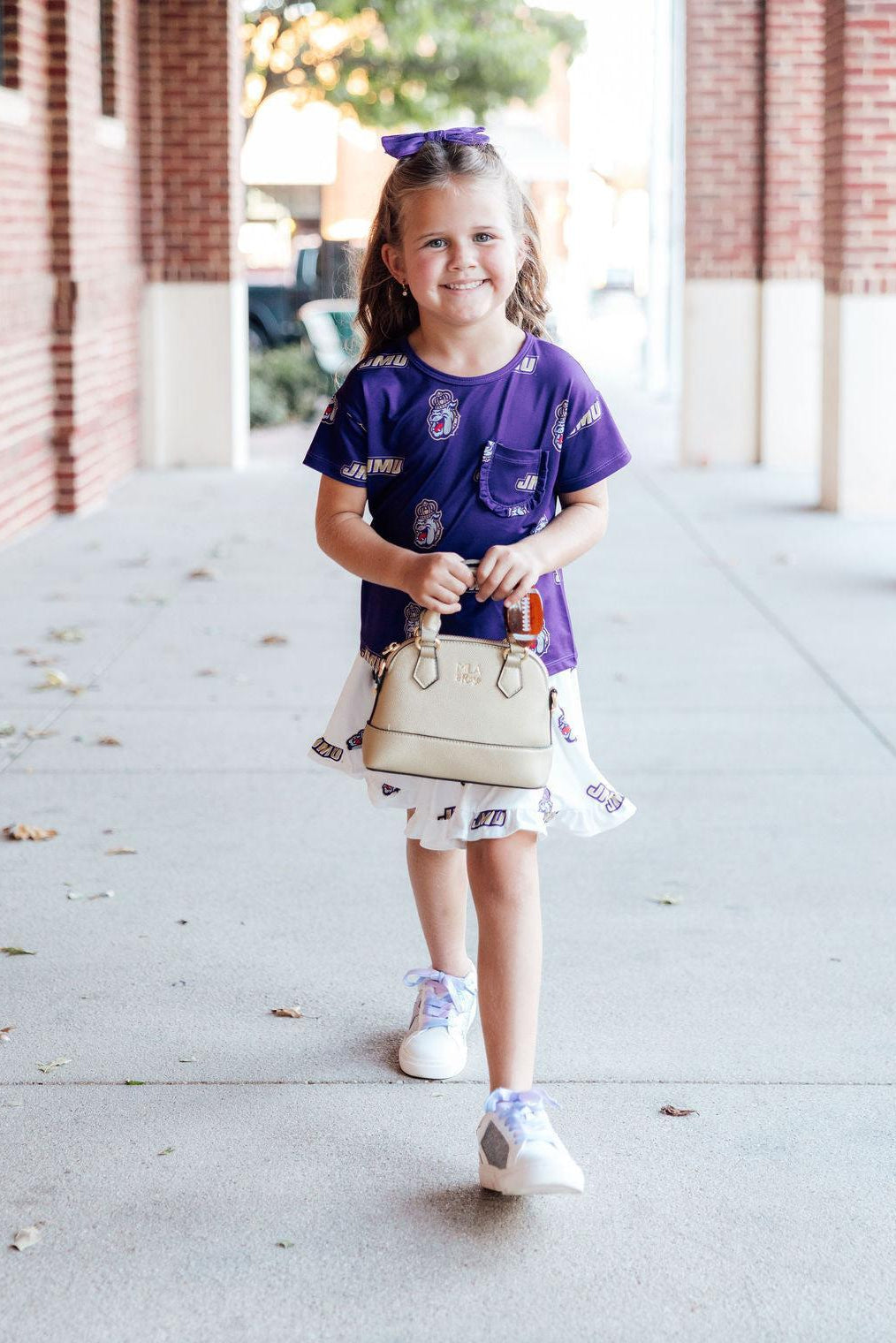 JMU Purple Duke Dog Ruffle Pocket Tee 2