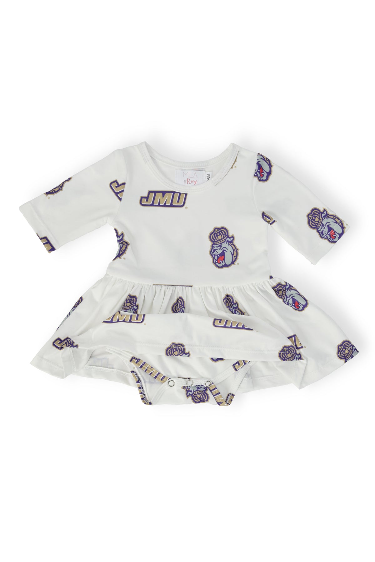 SALE JMU White Duke Dog 3/4 Sleeve Twirl Bodysuit 2