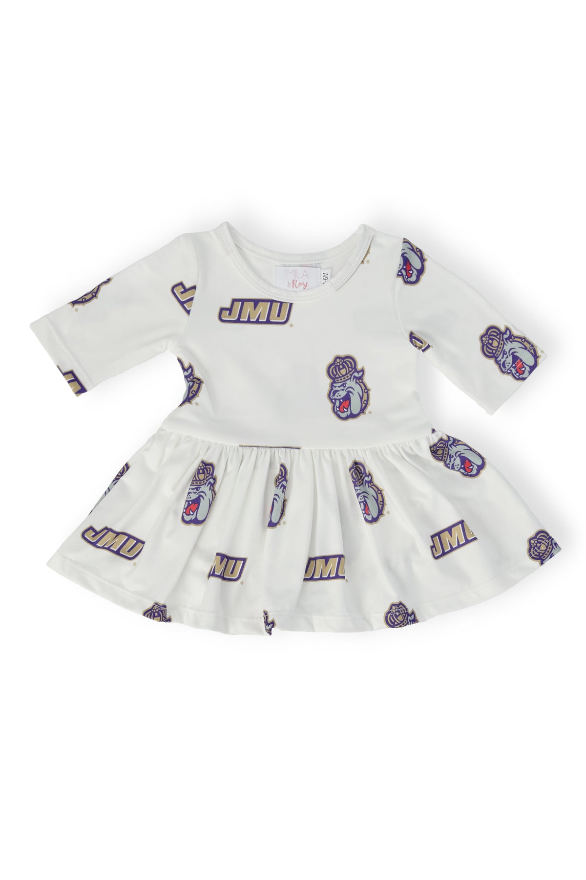 SALE JMU White Duke Dog 3/4 Sleeve Twirl Bodysuit 1