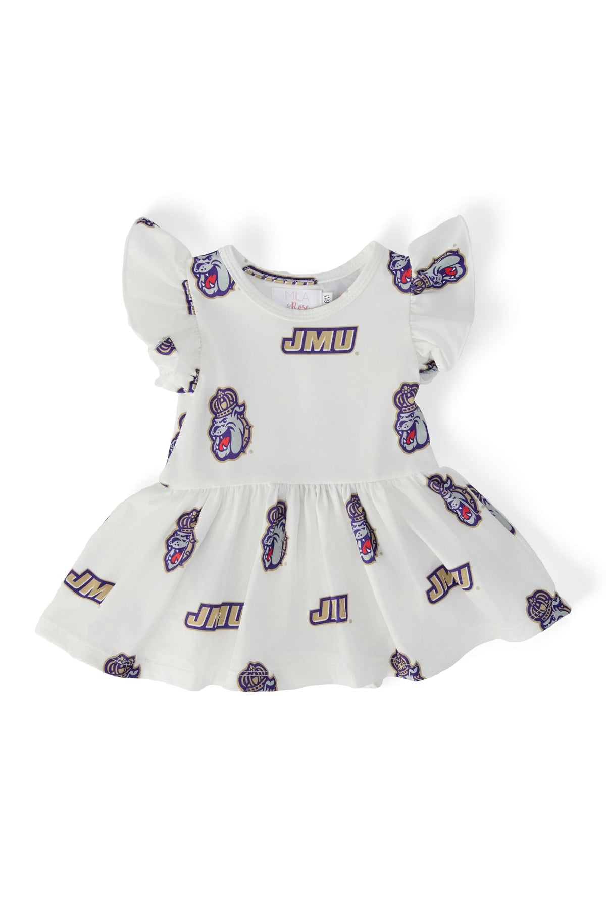 SALE JMU White Duke Dog S/S Flutter Twirl Bodysuit 1