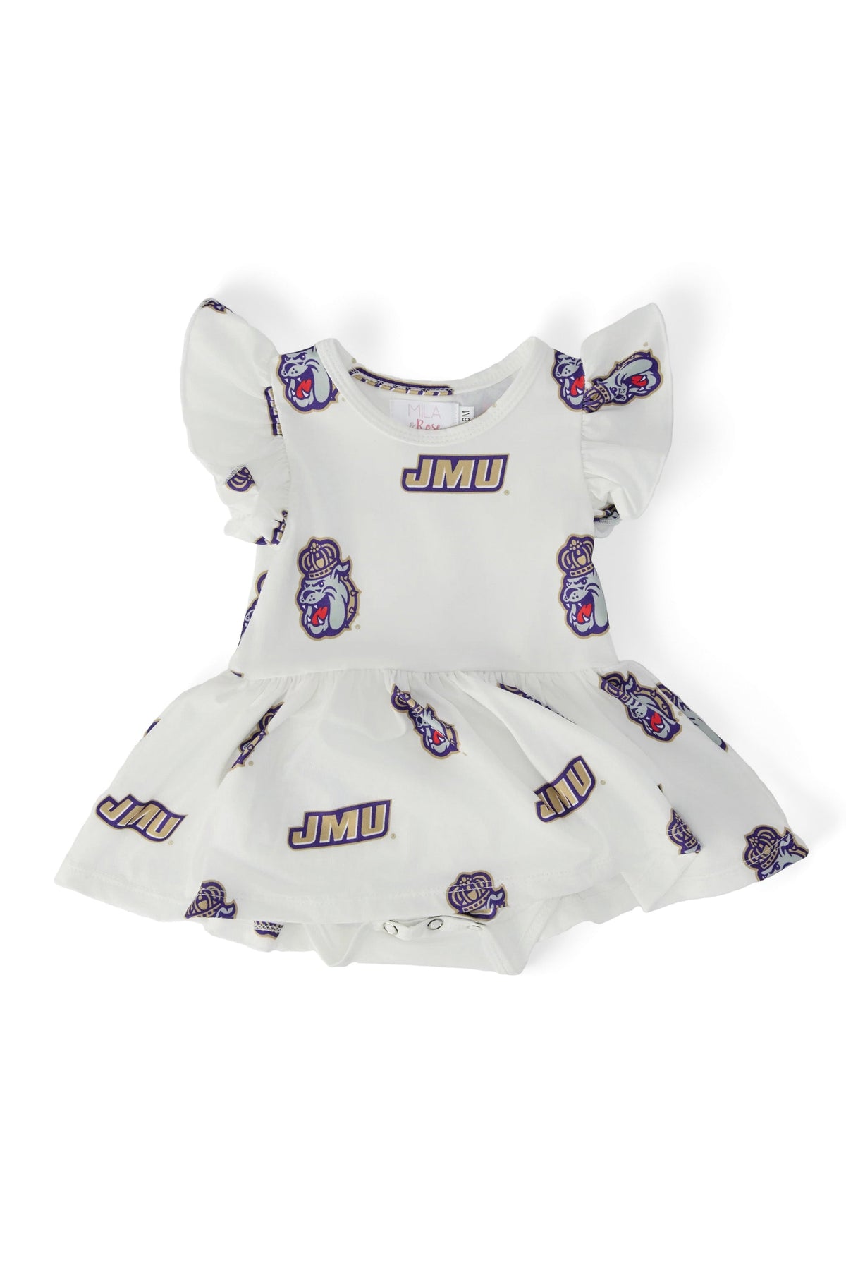 SALE JMU White Duke Dog S/S Flutter Twirl Bodysuit 2