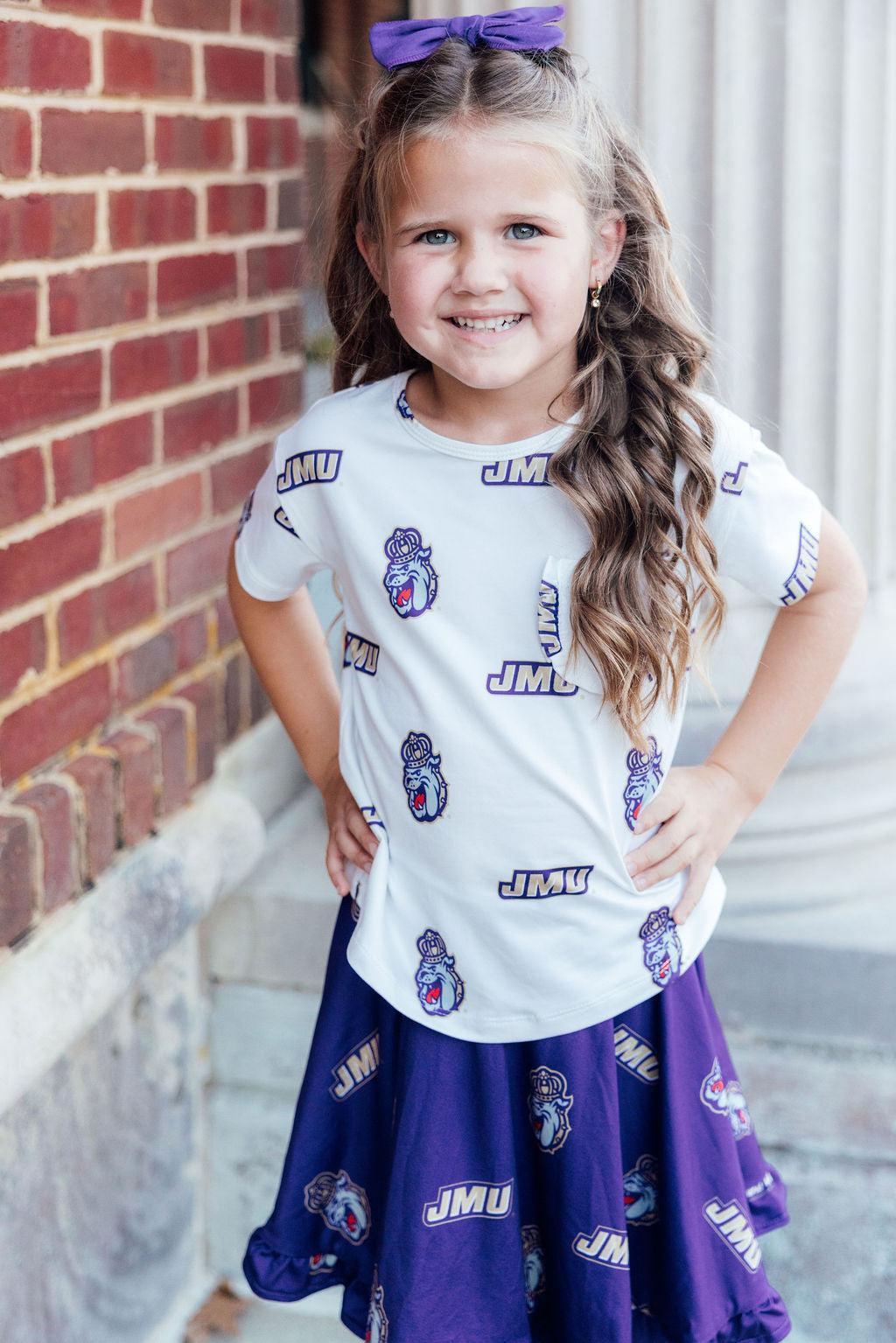 JMU White Duke Dog Ruffle Pocket Tee 6