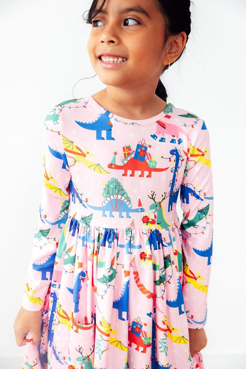 Jingle Saurus L/S Pocket Twirl Dress 2