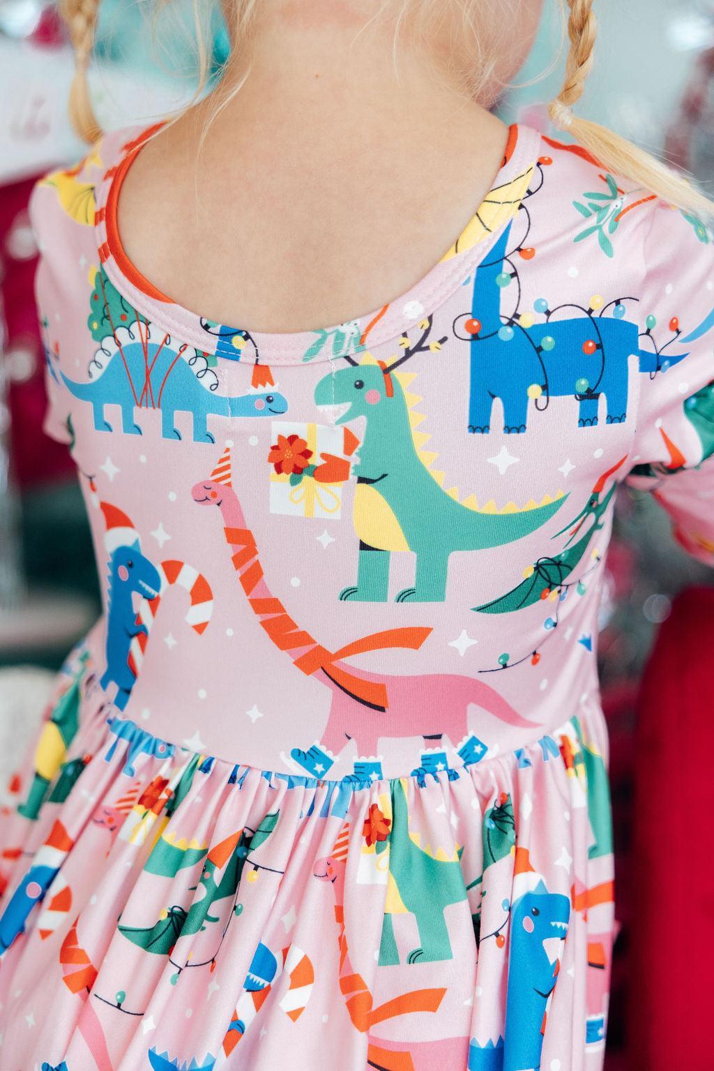 Jingle Saurus L/S Pocket Twirl Dress 4