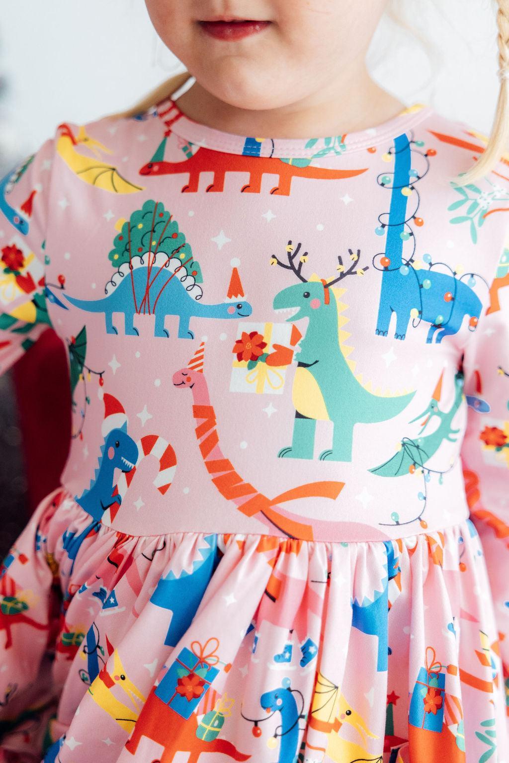 Jingle Saurus L/S Pocket Twirl Dress 1