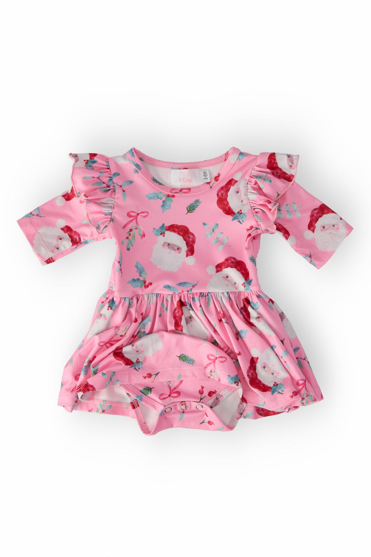 Jolly Old Saint Nick 3/4 Sleeve Flutter Twirl Bodysuit 3