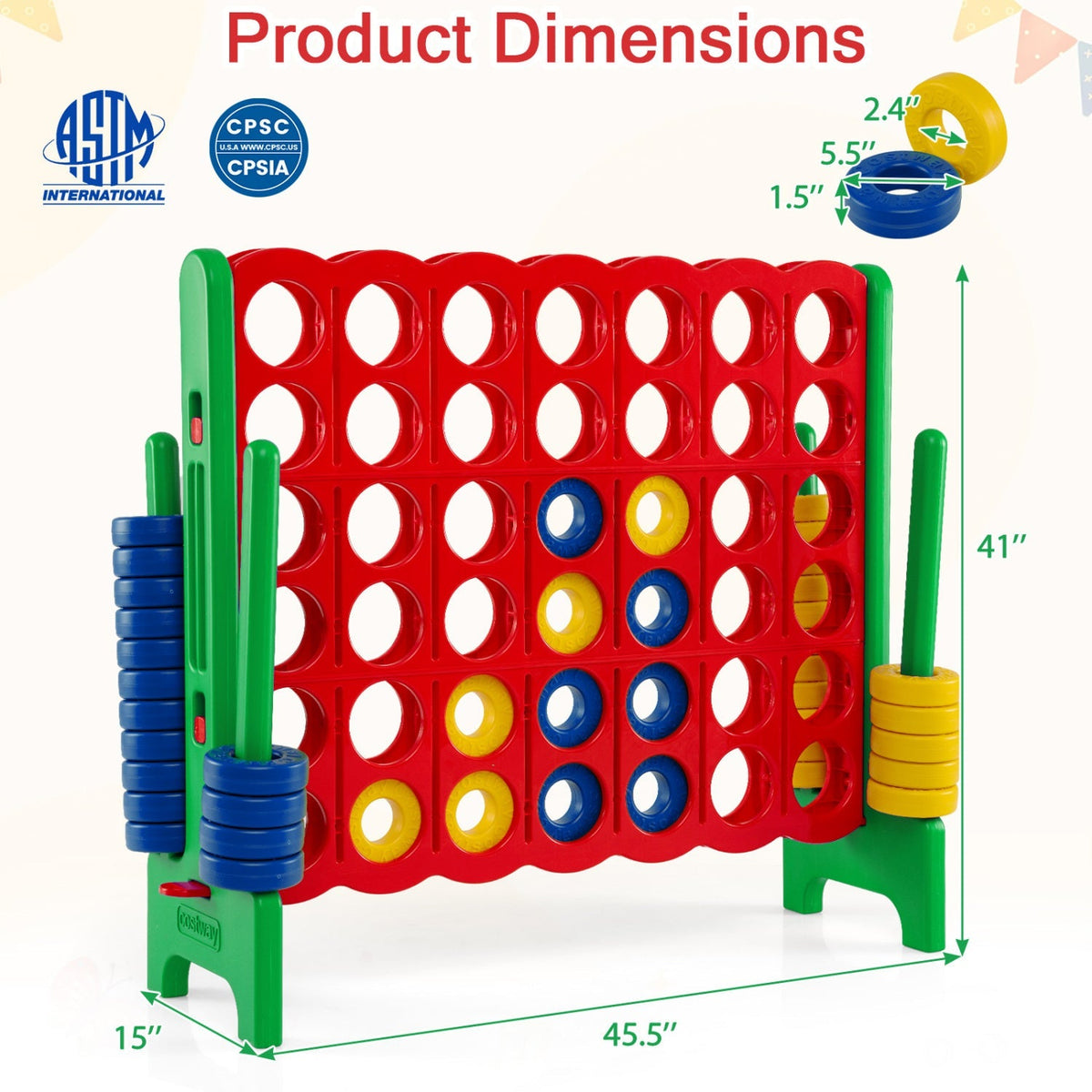 Jumbo 4-to-Score Game Set 3.5FT Tall Oversized Outdoor Lawn Game 5
