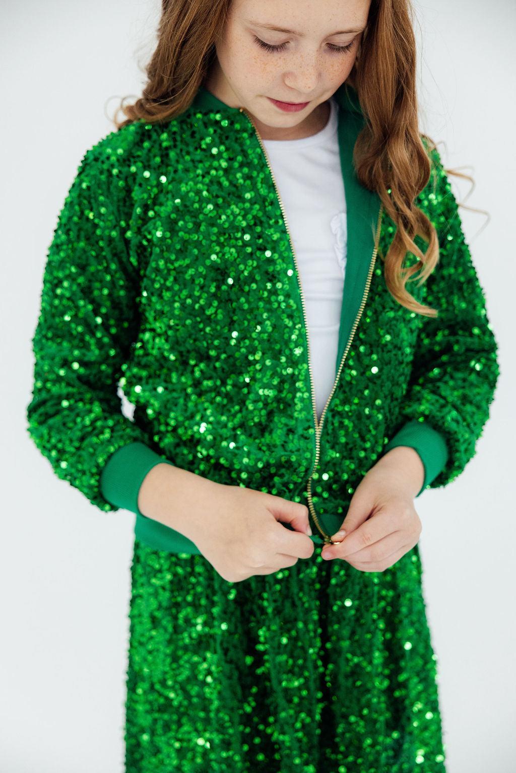 Kelly Green Velvet Sequin Jacket 3