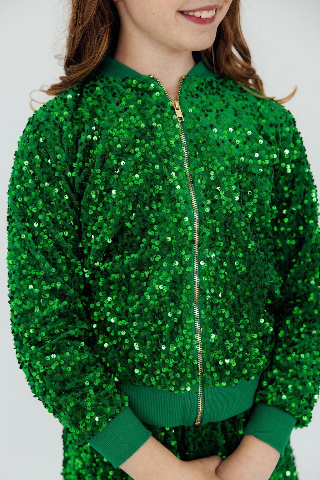 Kelly Green Velvet Sequin Jacket 1