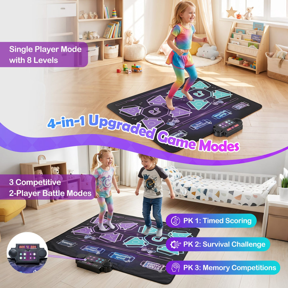 Electronic Kids Dance Mat with 8 Songs & LED Lights 6