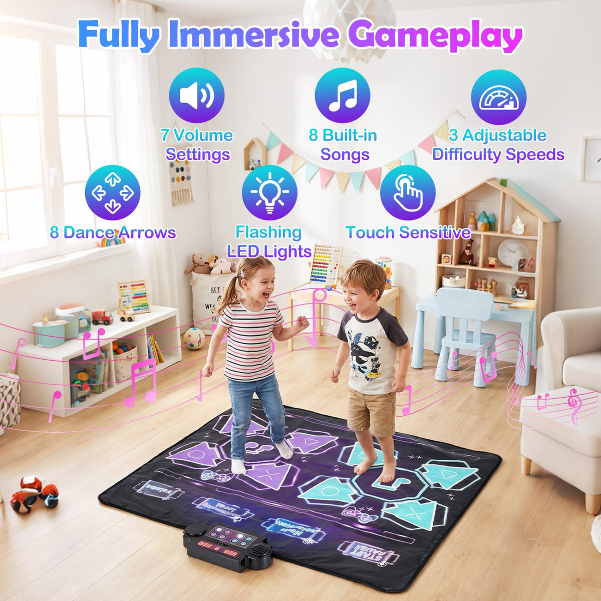 Electronic Kids Dance Mat with 8 Songs & LED Lights 7
