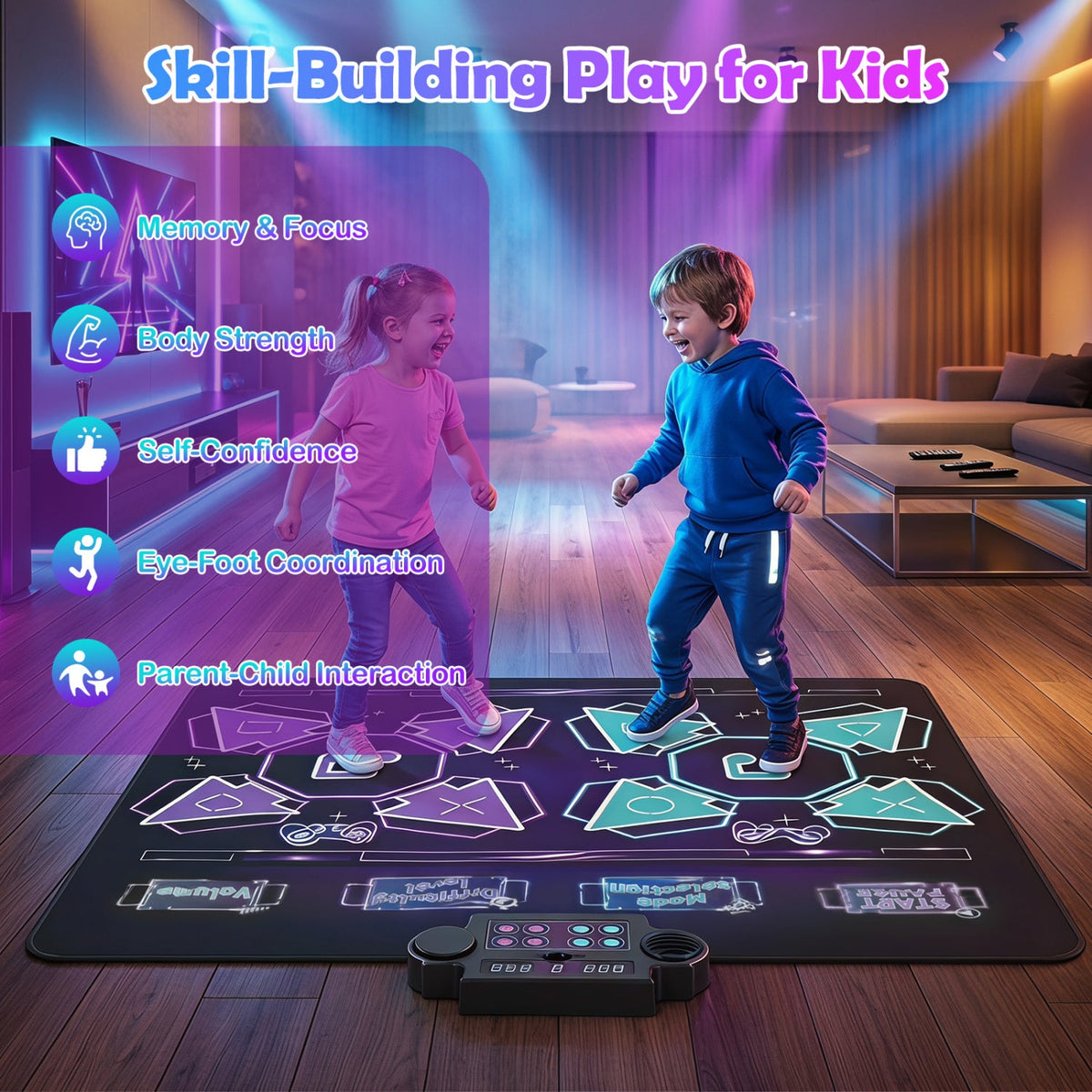 Electronic Kids Dance Mat with 8 Songs & LED Lights 8