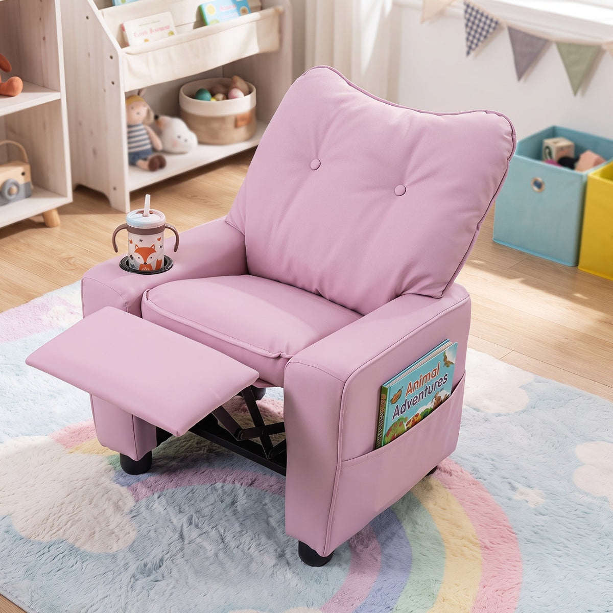 Kids Recliner Chair with Cup Holder and Adjustable Backrest 5
