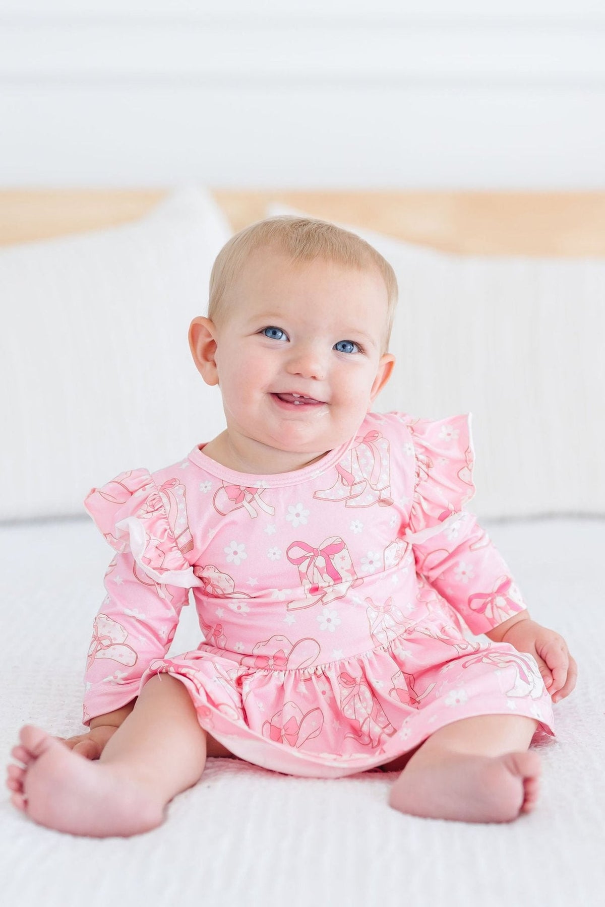 Howdy 3/4 Sleeve Flutter Twirl Bodysuit 3